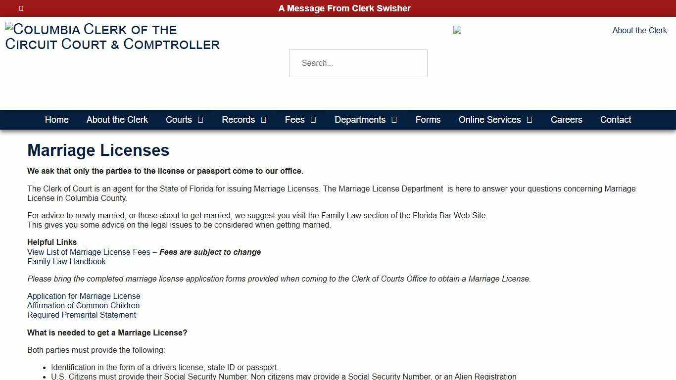 Marriage Licenses – Columbia Clerk of the Circuit Court & Comptroller