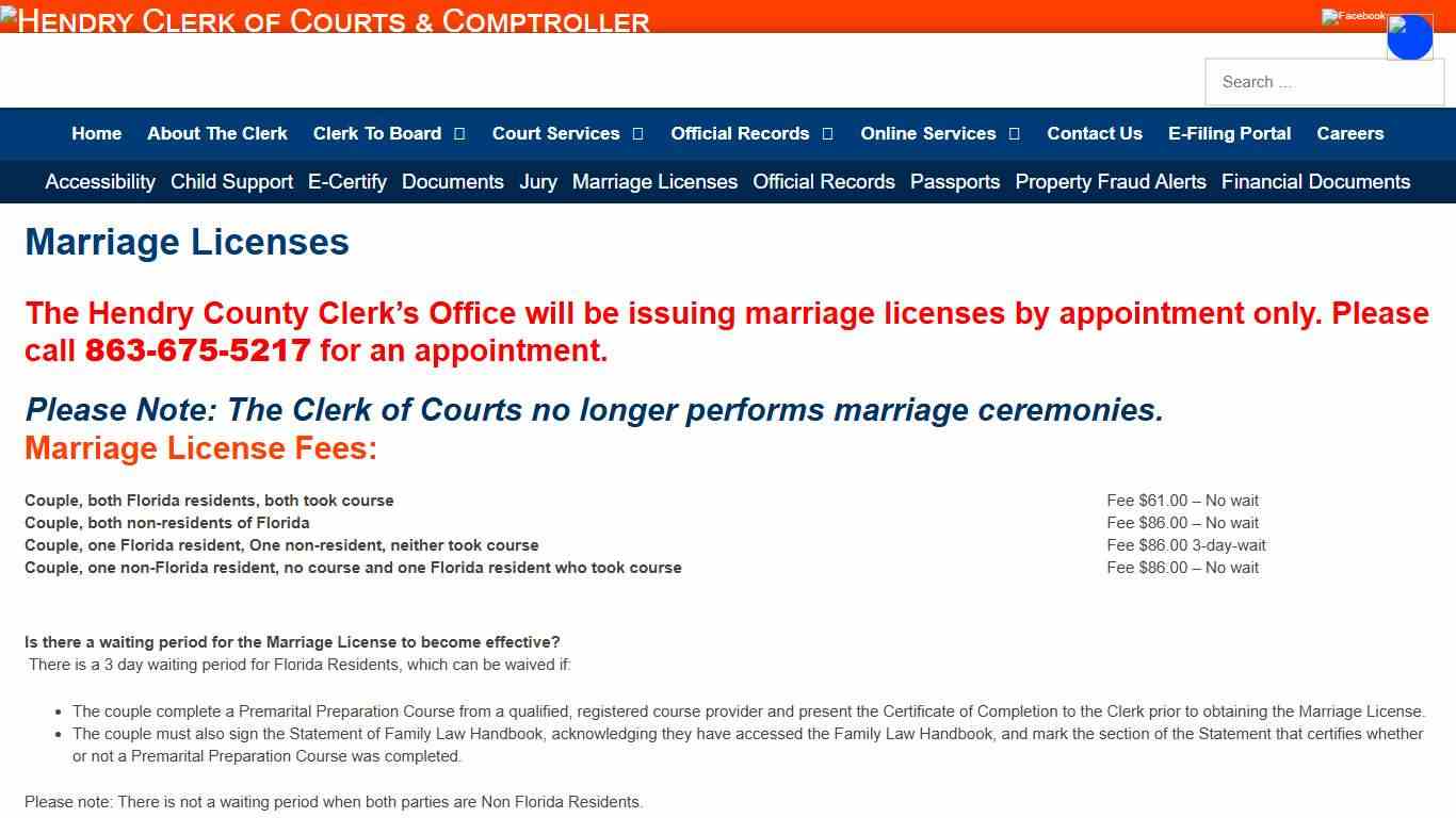 Marriage Licenses – Hendry Clerk of Courts & Comptroller